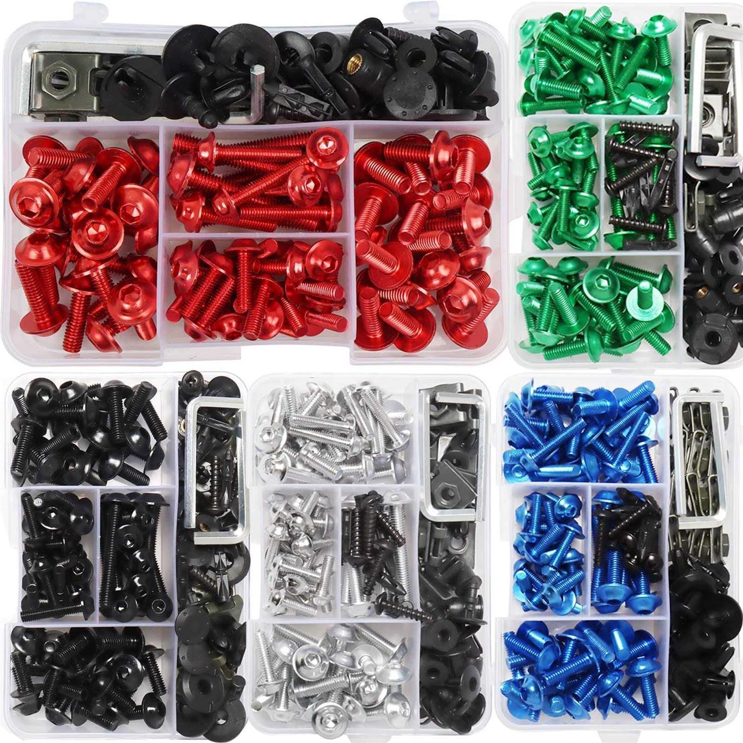 Worldmotop Fairing Bolt Kit Screws Fasteners Universal Compatible with Yamaha Honda Kawasaki Suzuki BMW,Fairing Bolt Kits Metric Bolts and Nuts Kit - Inhomebuy