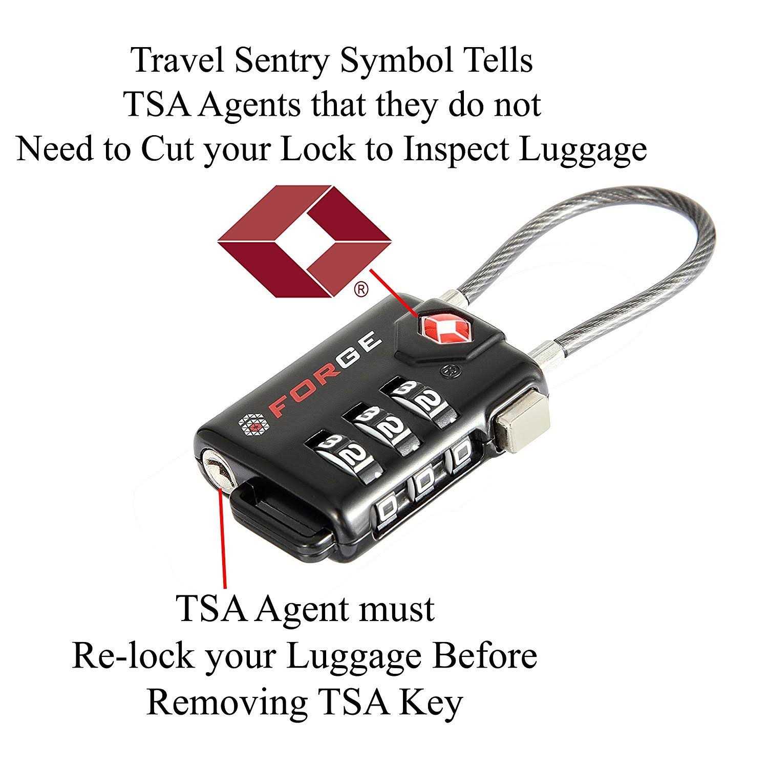 Forge Red 4 Pack TSA Approved Luggage Locks Ultra-Secure Dimple Key Travel Locks with Zinc Alloy Body - Inhomebuy