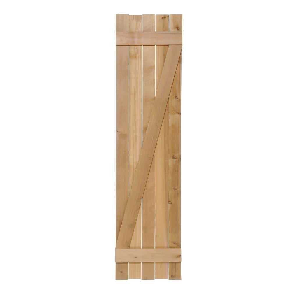 Design Craft Millworks 12 in. x Board-N-Batten Baton Z Shutters Pair Natural - Inhomebuy