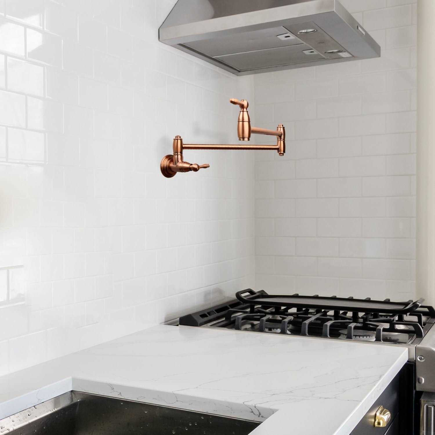 Nauxus Pot Filler Kitchen Faucet Wall-Mounted NX98288-AB - Inhomebuy