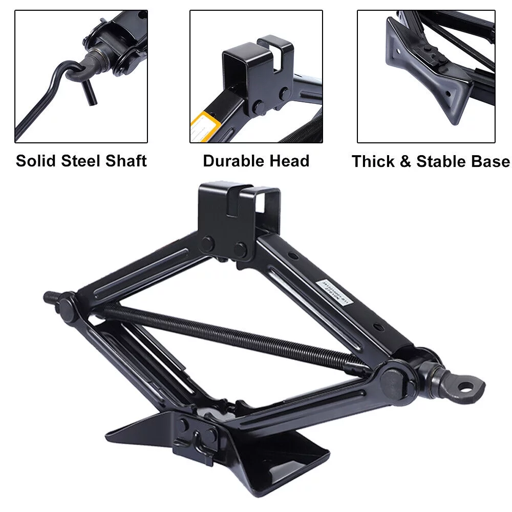 2 Ton Scissor Jack Auto Tire Repair Rustproof Tools Kit Lift Kit - Inhomebuy