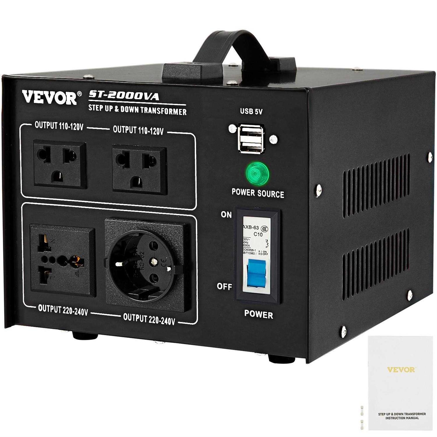 VEVOR Voltage Converter Transformer,1000W Heavy Duty Step Up/Down Transformer Converter,2 US&1 UK&1 Universal Outlet SJBYQSJMTMC1KPS2AV5 - Inhomebuy