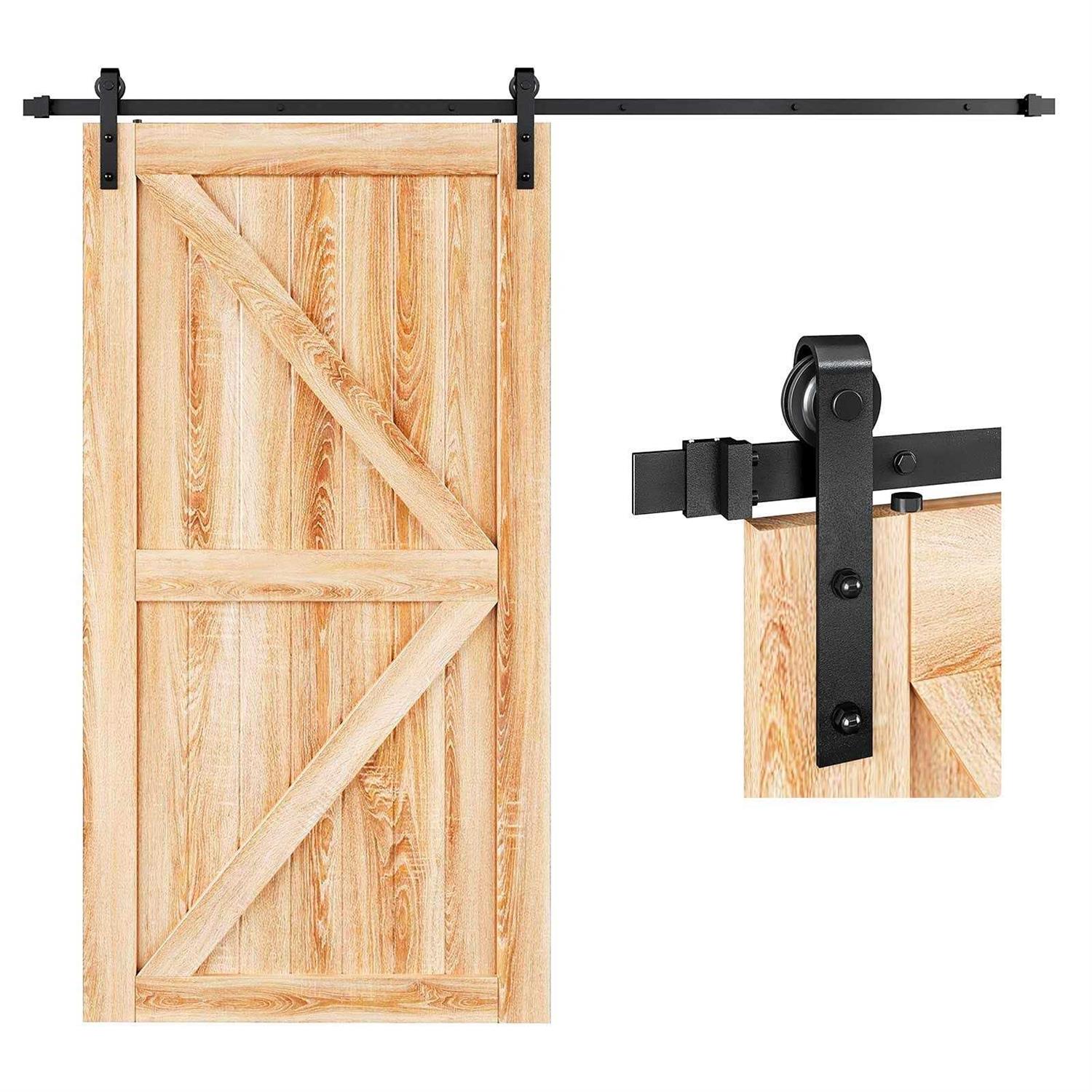 EaseLife 8 ft Double Door Sliding Barn Door Hardware Track Kit,Basic J Pulley,Heavy Duty,Slide Smoothly Quietly,Easy Install - Inhomebuy