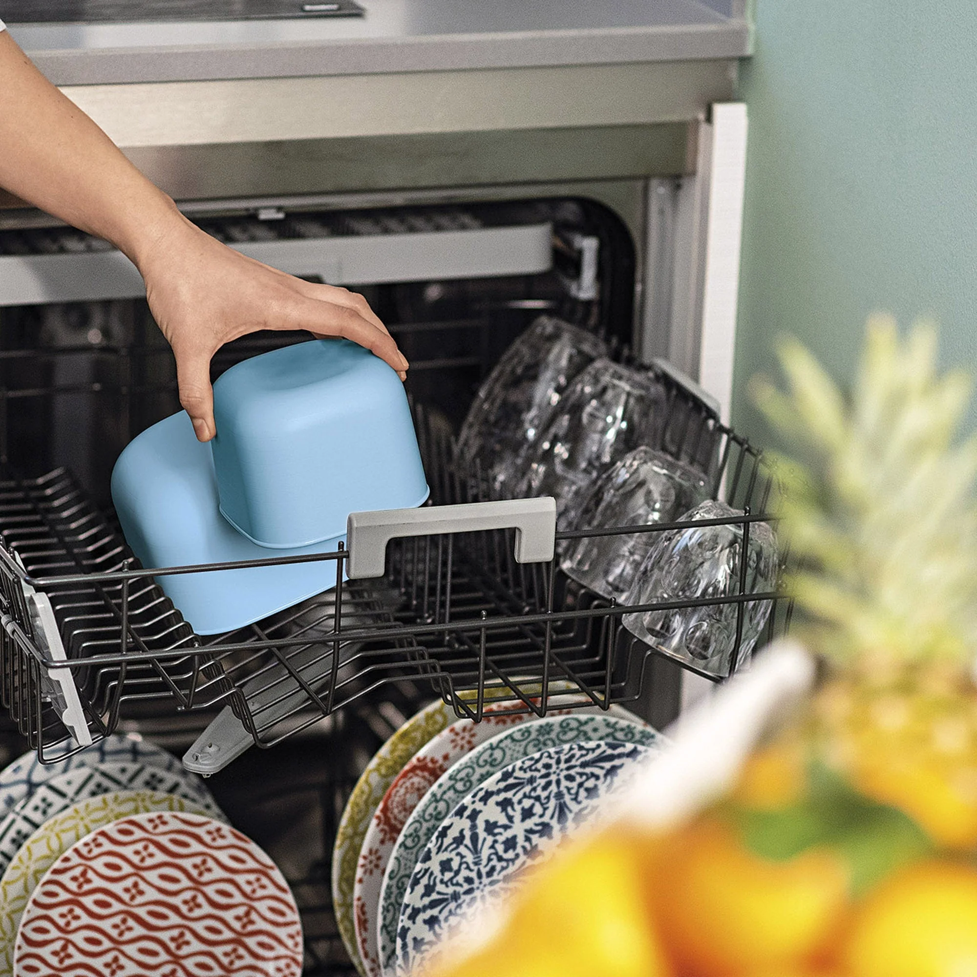 M STORE&MORE - Shallow airtight fridge/freezer/microwave containers 975cc Matt mid blue - Inhomebuy