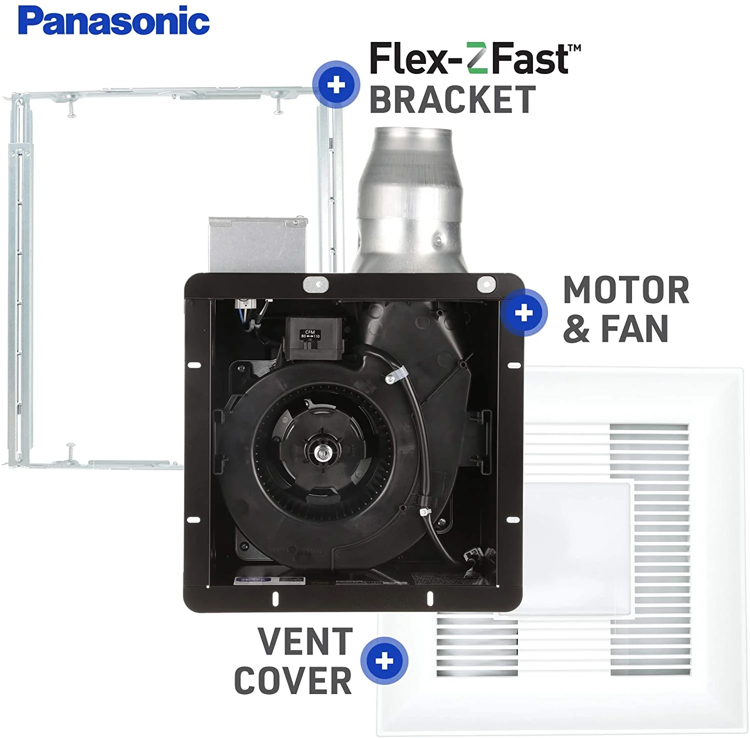 Panasonic Bath Fan Ceiling WhisperFitEZ w/Light | FV-08-11VFL5E - Inhomebuy