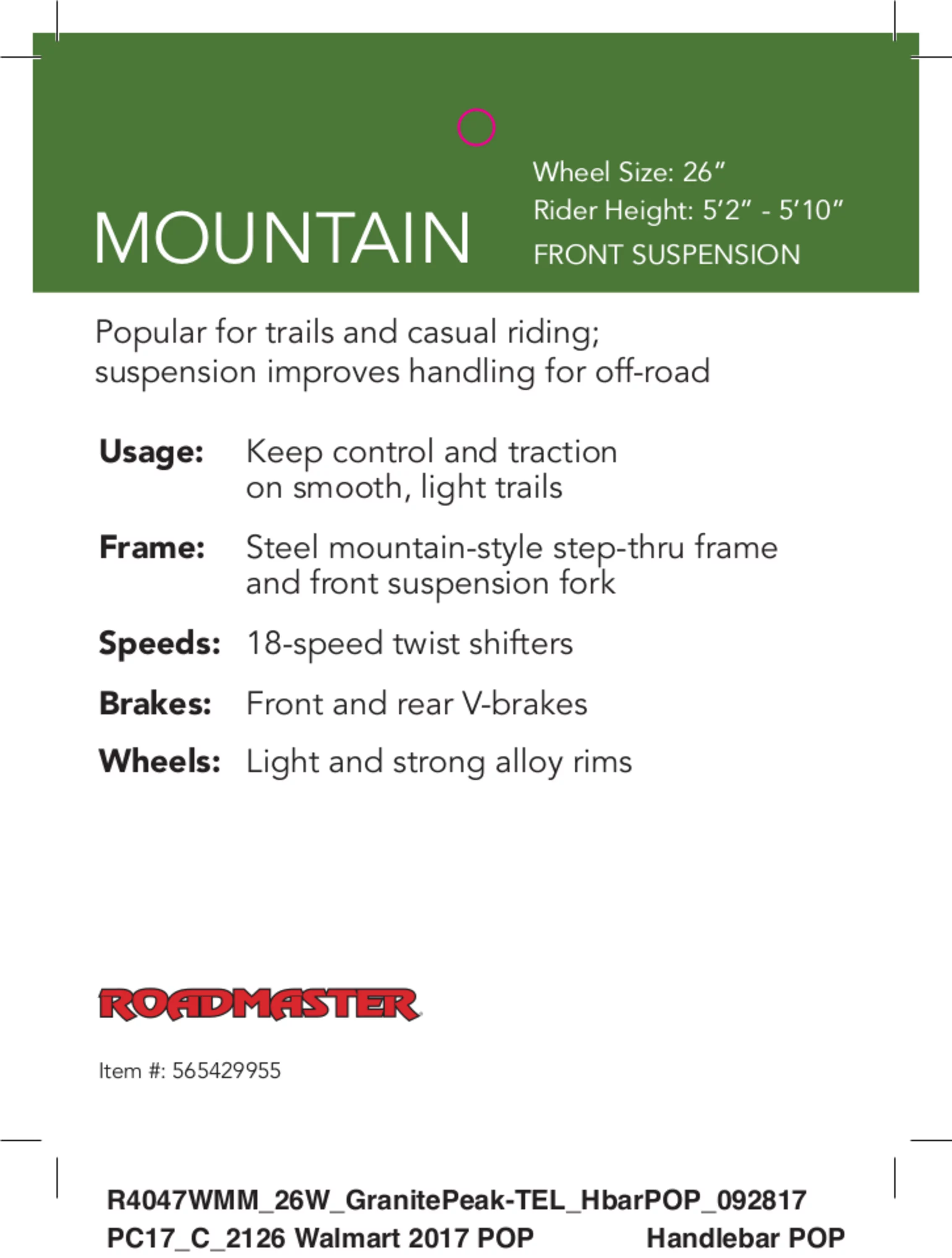 Roadmaster Granite Peak Women's Mountain Bike, 26-inch wheels, Grey - Inhomebuy