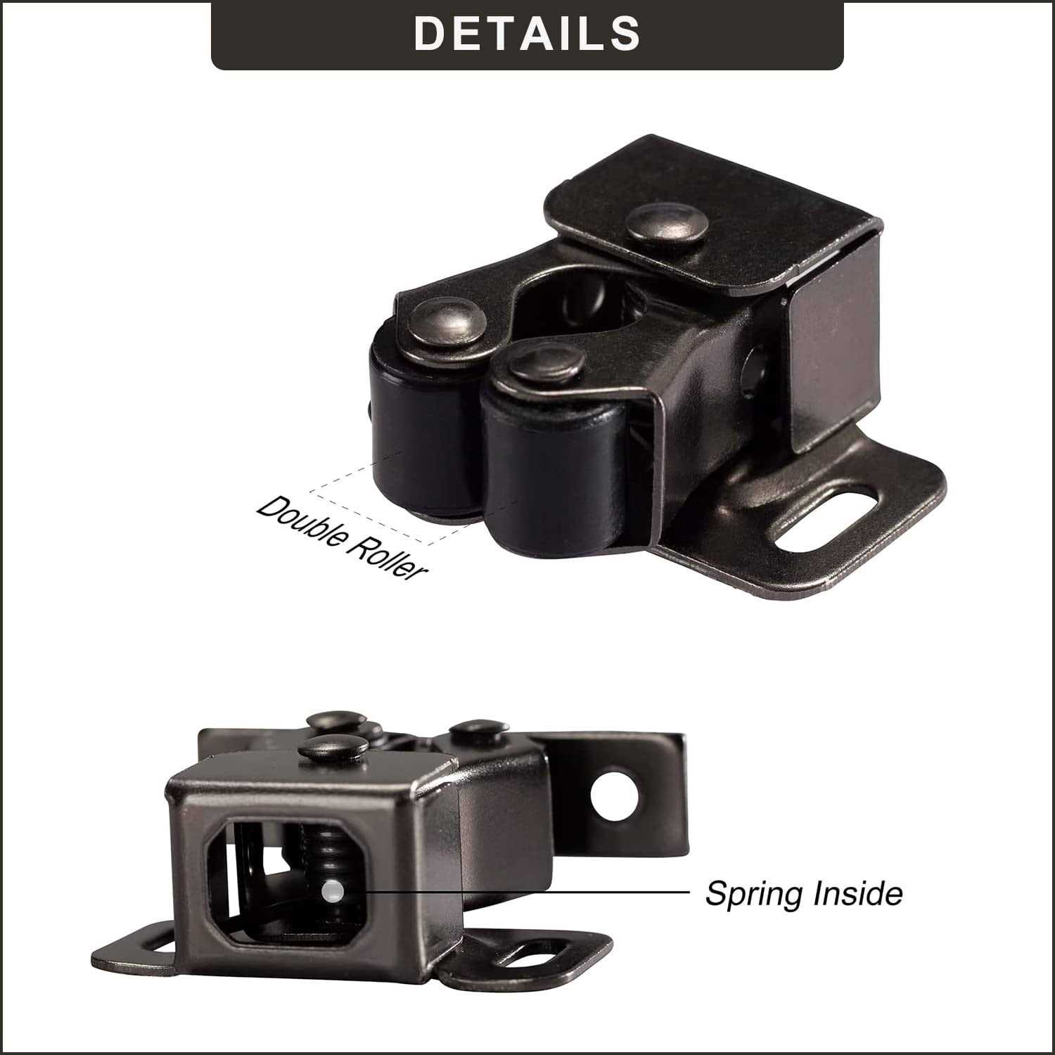 Keenkee Cabinet Latch Double Roller Catch Hardware for Cupboard Closet Cabinet Door Latches and Catches - Inhomebuy