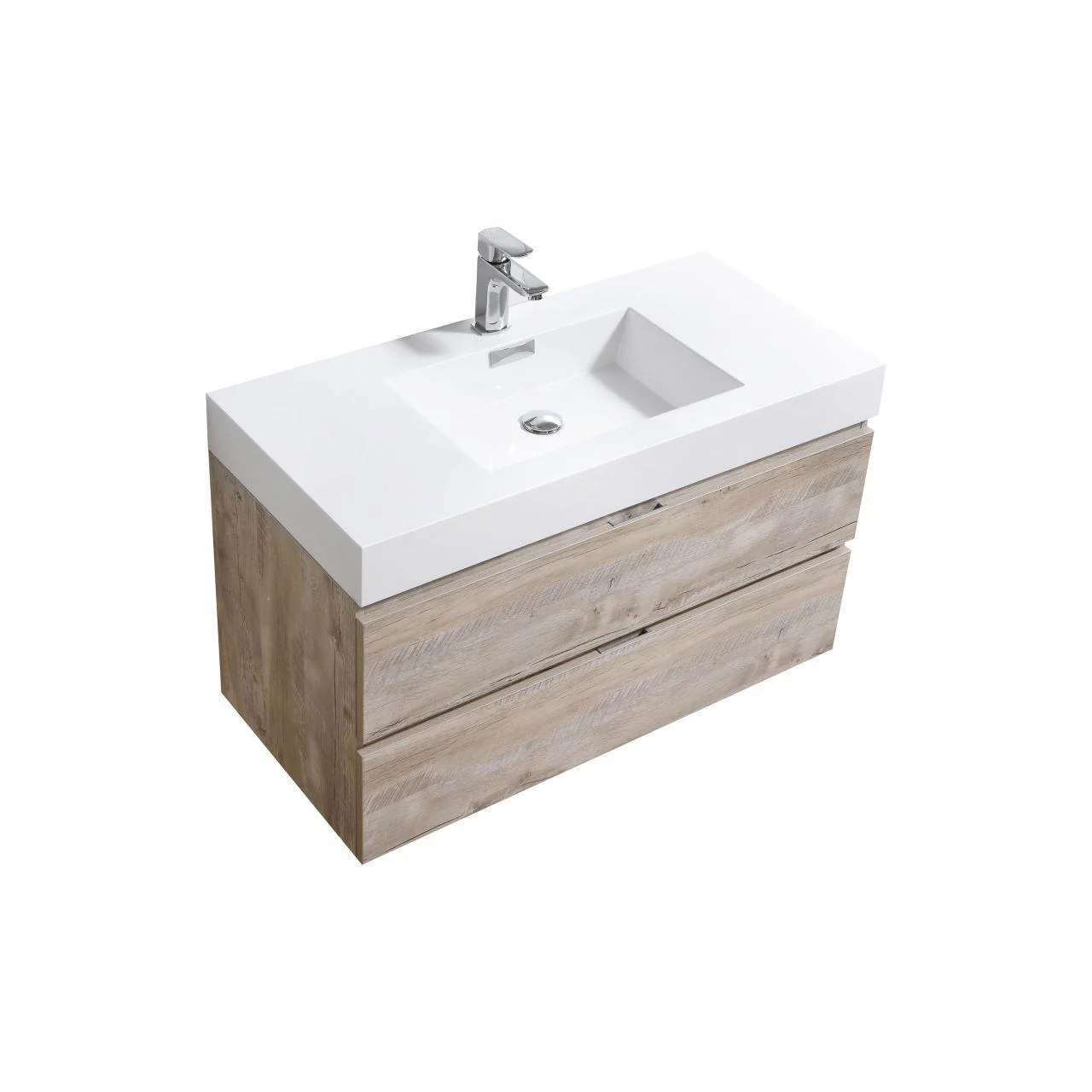Bliss 40 in. Wall Mount Modern Bathroom Vanity - Nature Wood - Inhomebuy