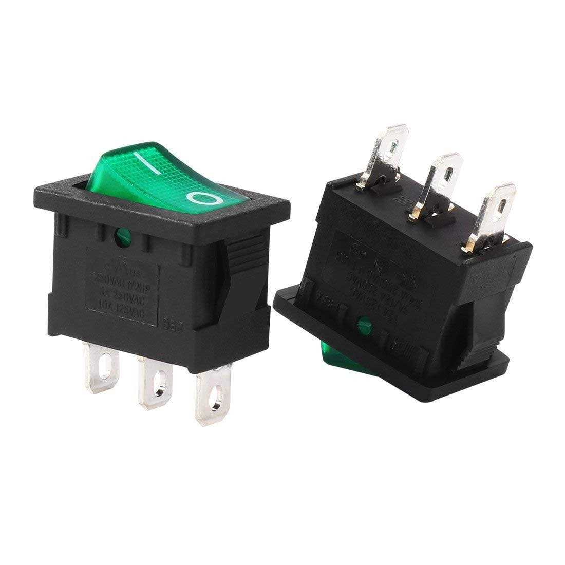 uxcell Ac 125v/12a 250v/10a Spdt 3P 3 Position On-Off-On Rocker Switch Black - Inhomebuy