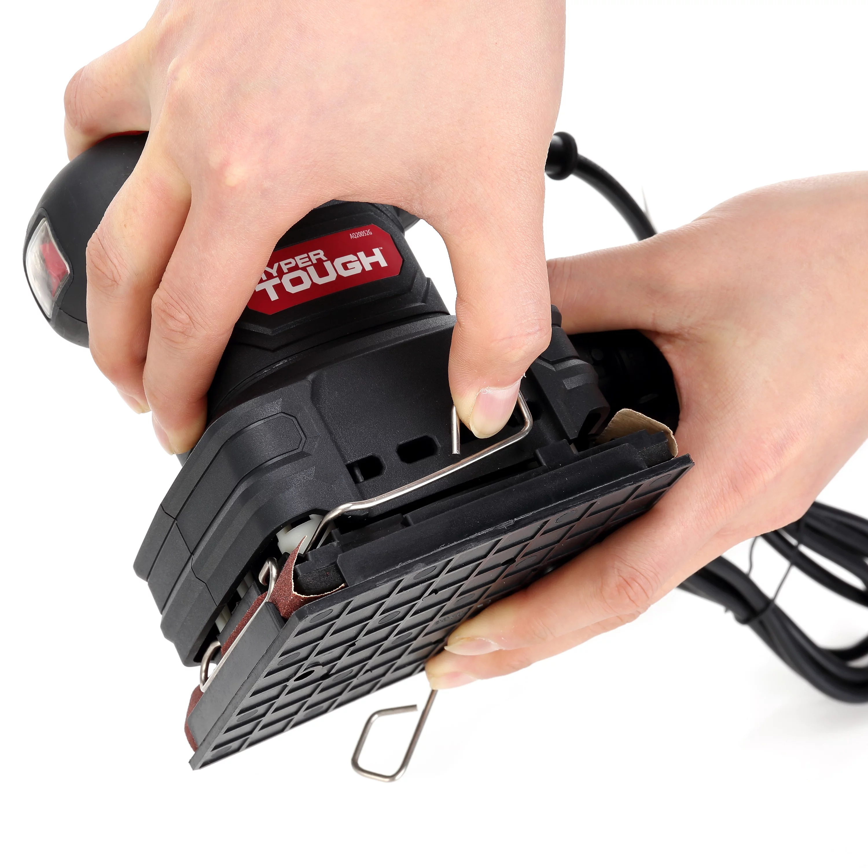 Hyper Tough 2 Amp Corded 1/4 Sheet Palm Sander with Dust Bag, Vacuum Hose Adapter, Punch Plate & 3 Sanding Sheets (60, 80 & 120 Grit) - Inhomebuy