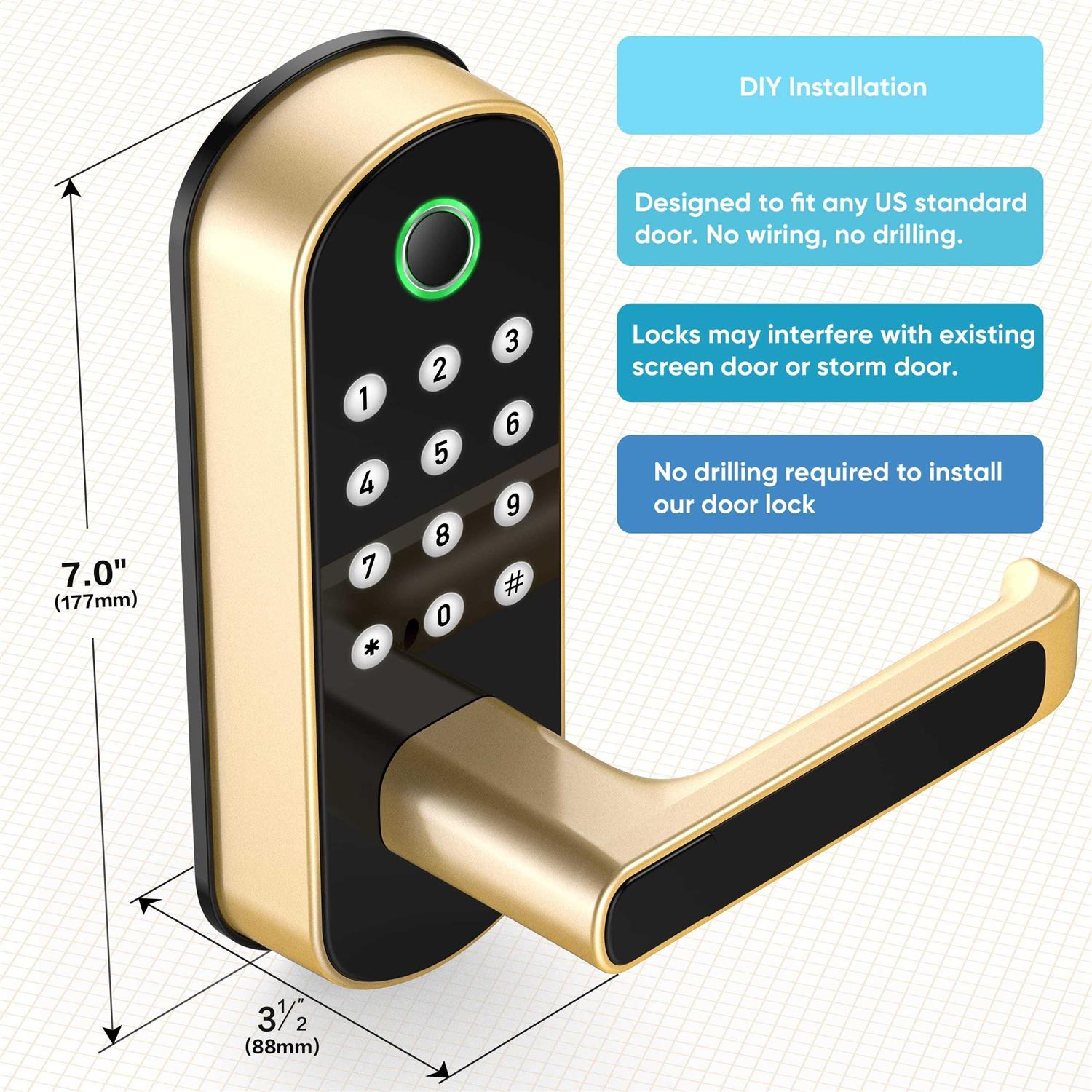 Sifely Keyless Entry Door Lock Keypad Door Lock - Inhomebuy