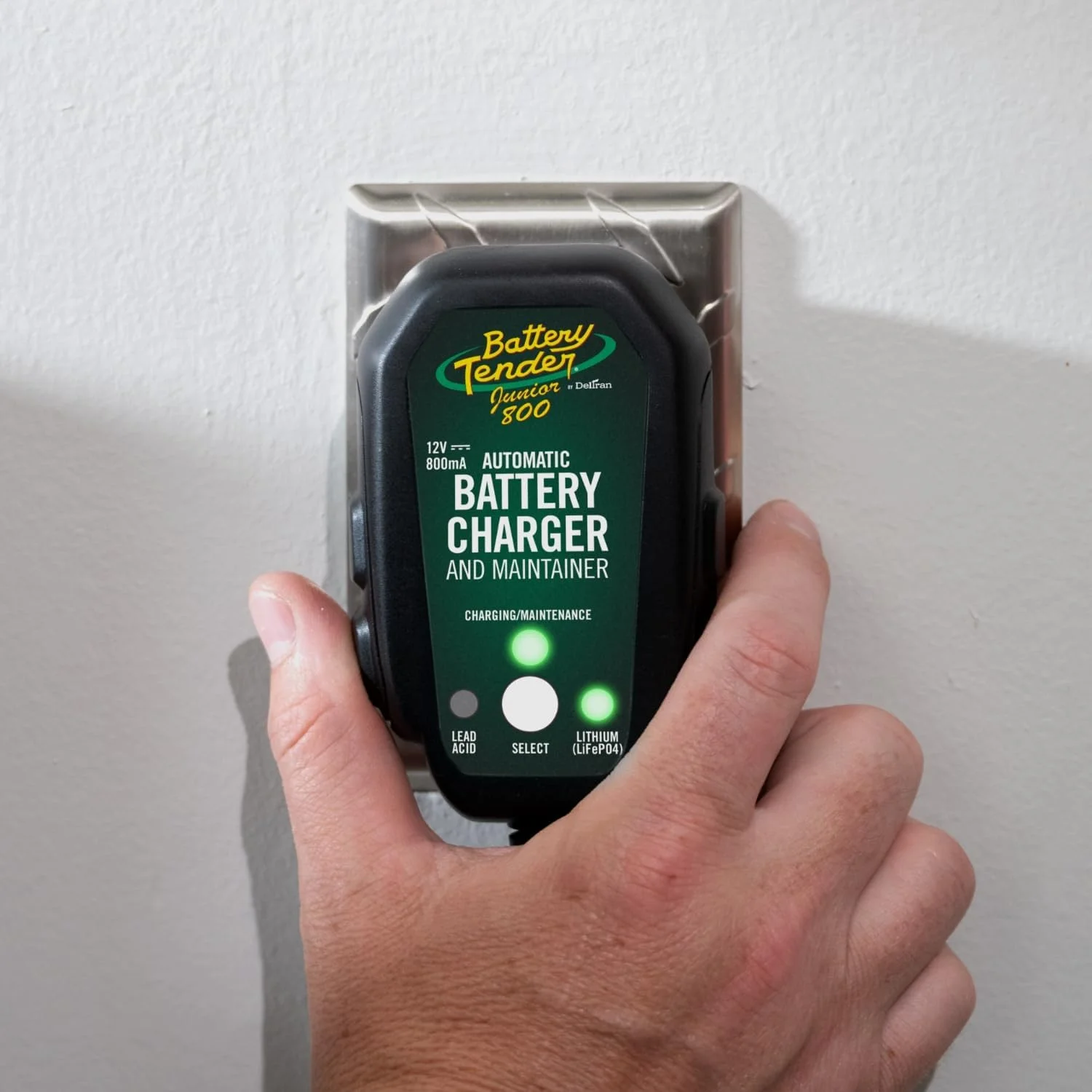 Battery Tender Junior 12V ,  800mA Battery Charger and Maintainer for Lead Acid and Lithium Batteries - Switchable Battery Charger for Powersports - 022-0199-DL-WH - Inhomebuy