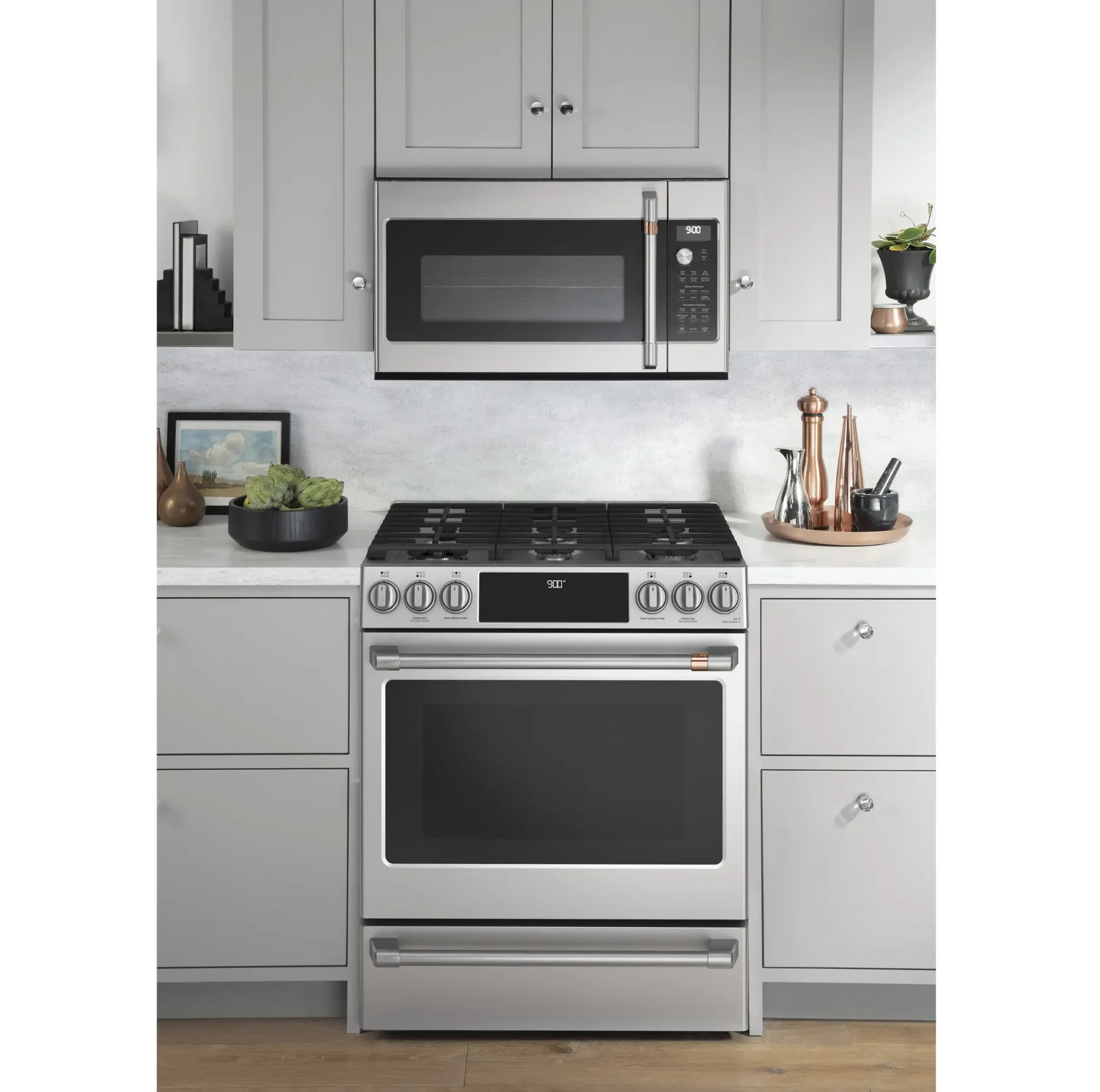 CAFE 30 IN. 5.7 CU. FT. SLIDE-IN FRONT CONTROL DUAL-FUEL CONVECTION RANGE WITH TRUE EUROPEAN CONVECT - Inhomebuy