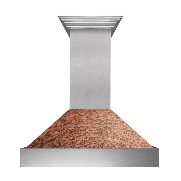 ZLINE 30 in. Ducted DuraSnow® Stainless Steel Range Hood with Hand-Hammered Copper Shell, 8654HH-30 - Inhomebuy