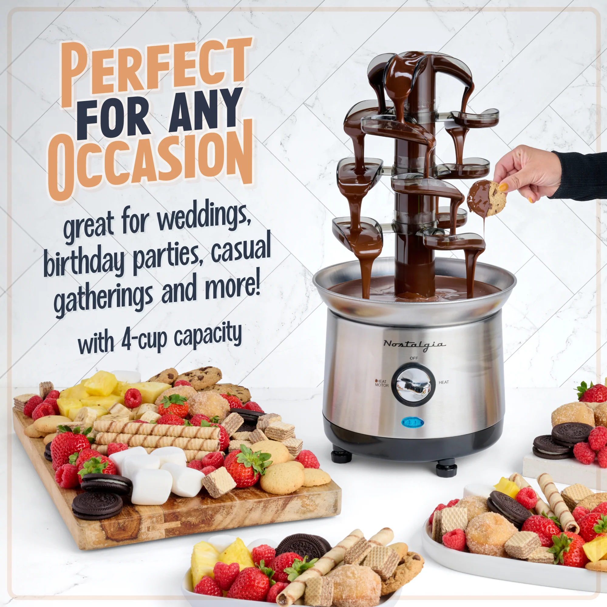 2-Pound Stainless Steel Cascading Fondue Fountain - Inhomebuy