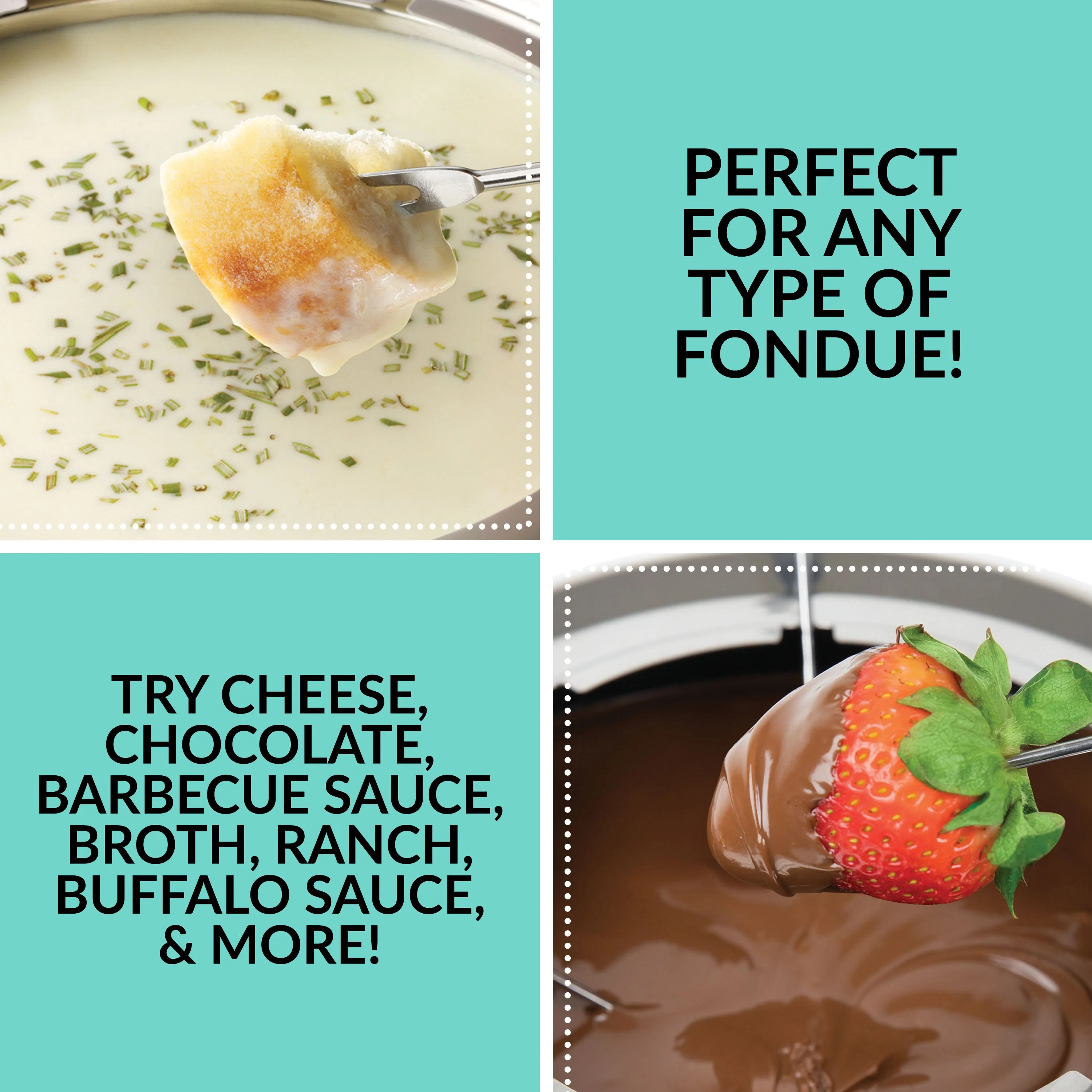Nostalgia 12-Cup Electric Fondue Pot, Aqua - Inhomebuy