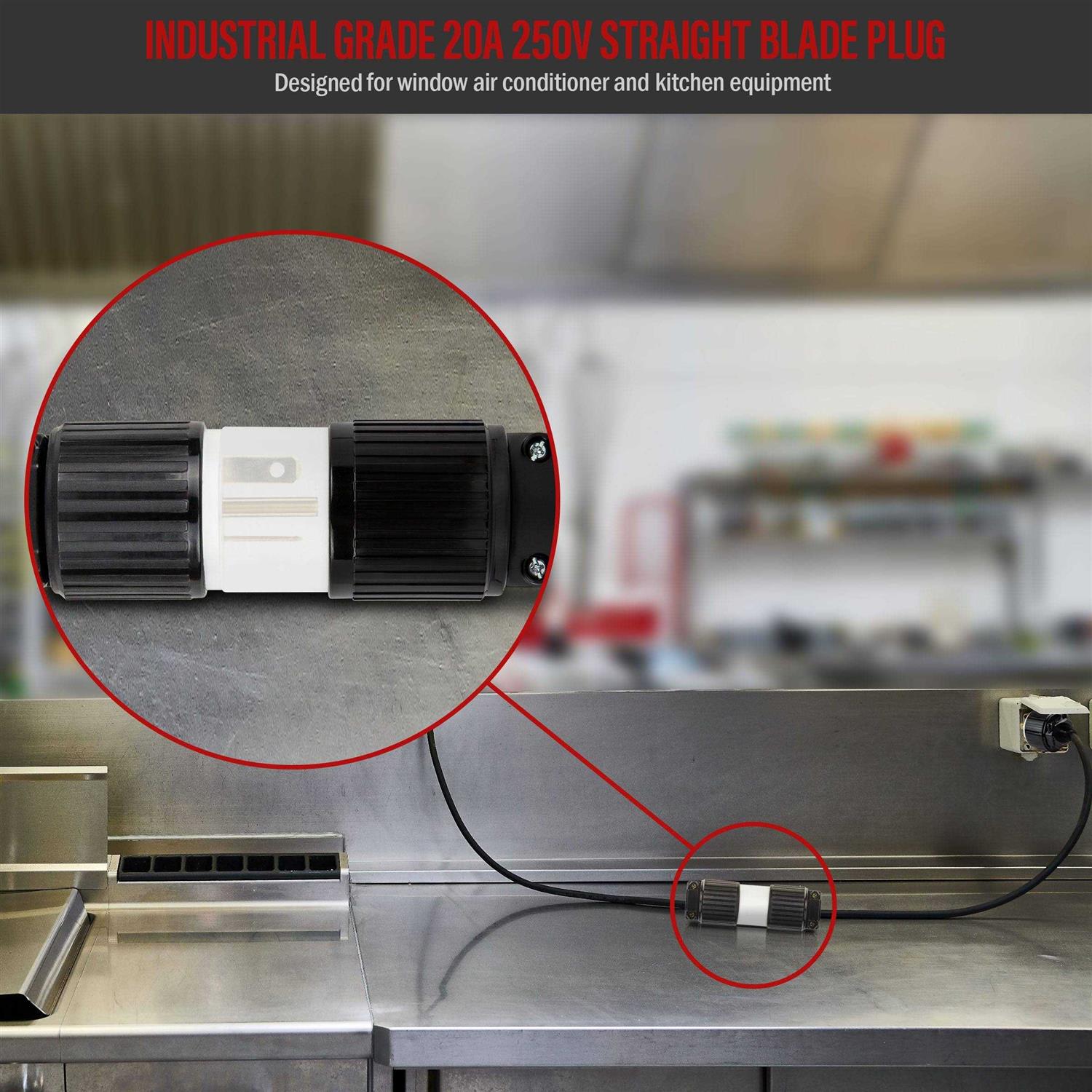 Enerlites Nema 6-15p Straight Blade Replacement Plug Connector Male Extension Cord Ends 66220-BK - Inhomebuy