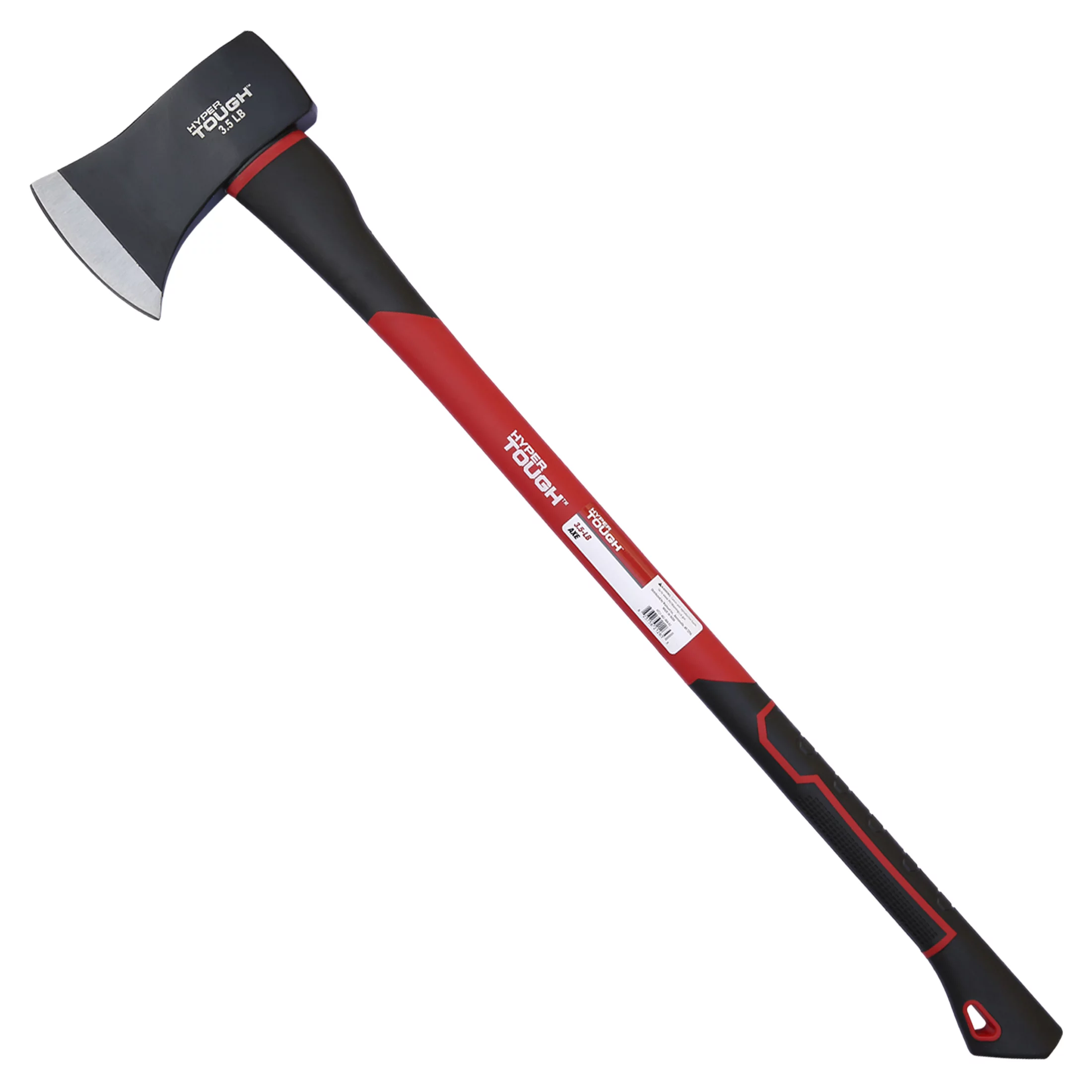 Hyper Tough 3.5 lb Single Bit Axe with Red & Black Double Injection Fiberglass 34
