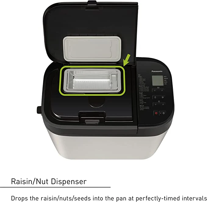 Panasonic bread maker: 2-lb capacity, makes gluten free bread, cake & dough, s/s & black | SD-R2550S - Inhomebuy