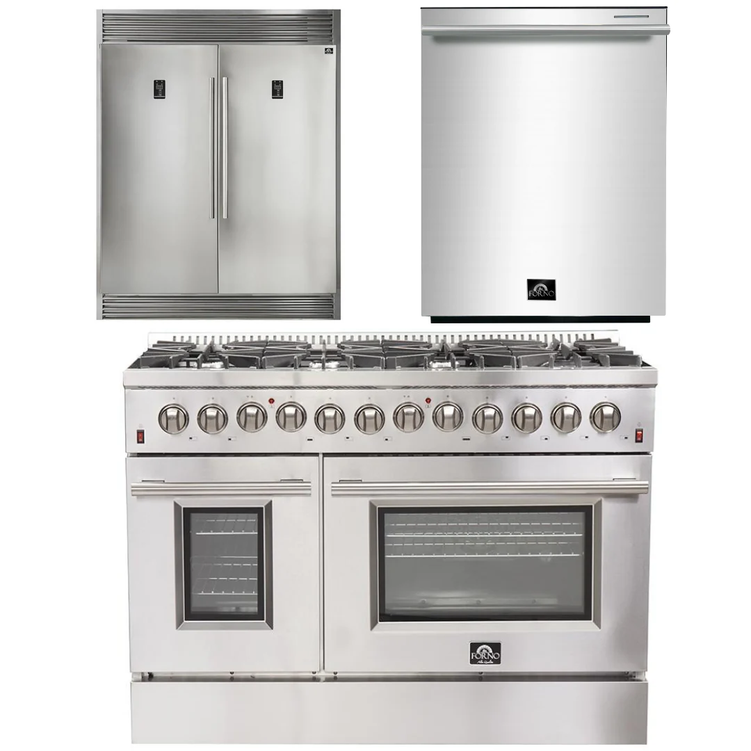 Forno Appliance Package - 48 Inch Dual Fuel Range, Dishwasher, 60 Inch Refrigerator, AP-FFSGS6156-48-5 - Inhomebuy