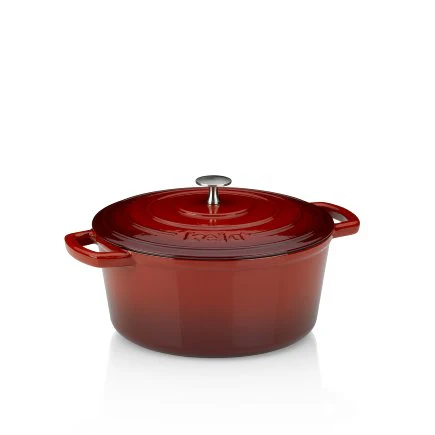 Roasting Round Tray Cast Iron Red  4.6L - Inhomebuy
