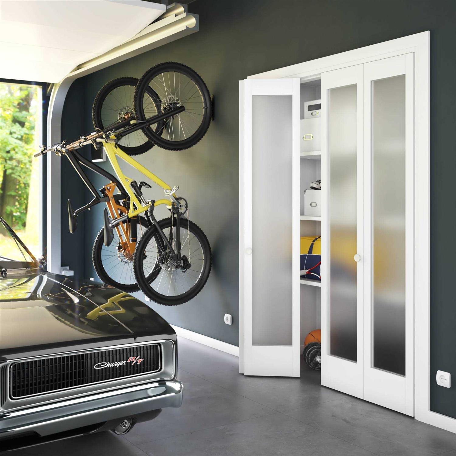 EightDoors 80 inch x Flat Louver White Prefinished Pine Wood Bifold Door with Hardware Included - Inhomebuy