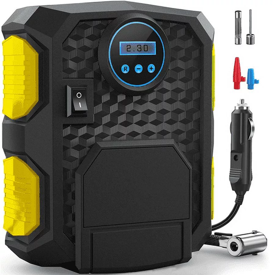 SUPTREE Tire Inflator Portable Air Pump for Car with LED Light Digital Tire Pressure Gauge w/Auto Pump/Shut Off - Inhomebuy