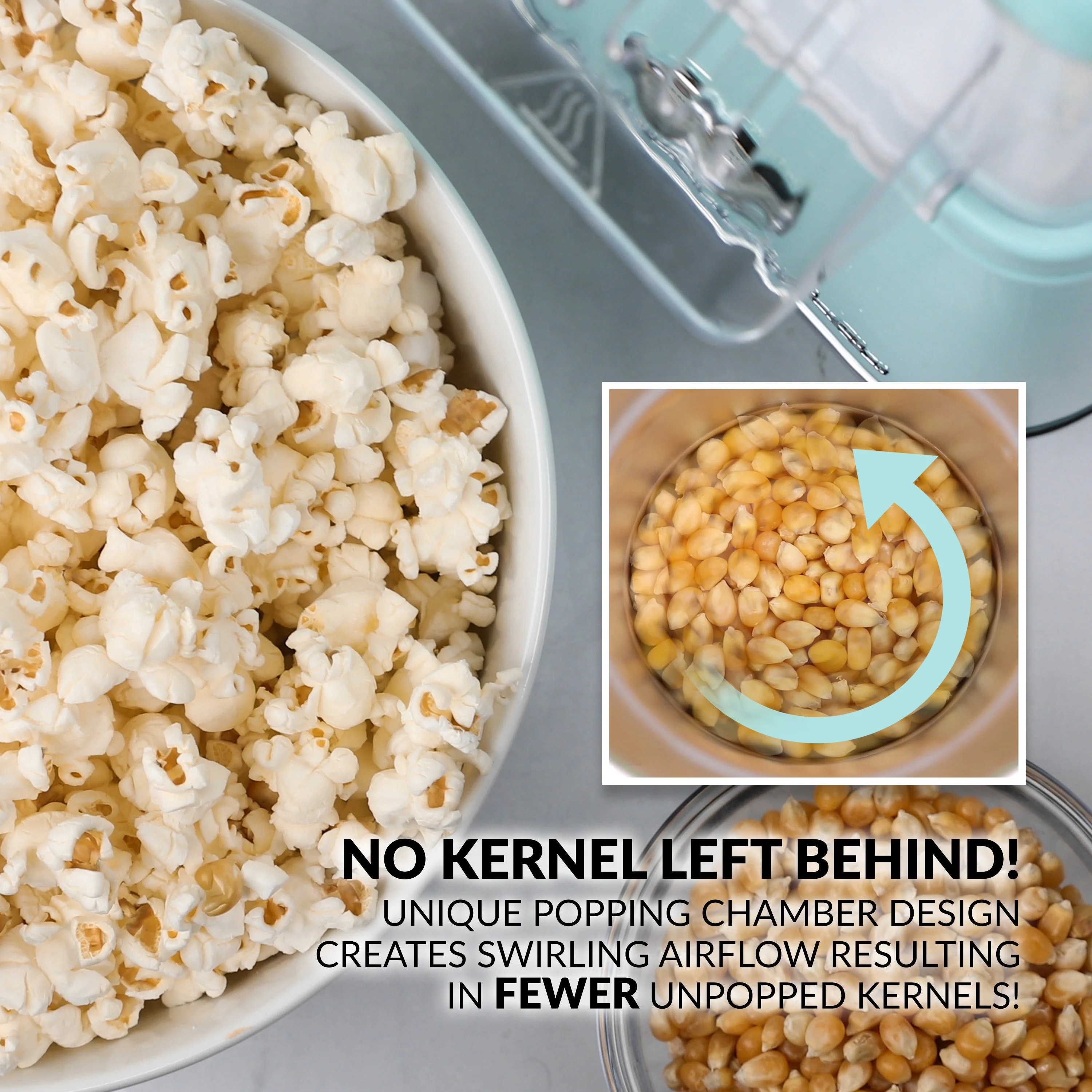 Classic Retro 12-Cup Hot Air Popcorn Maker, Aqua - Inhomebuy