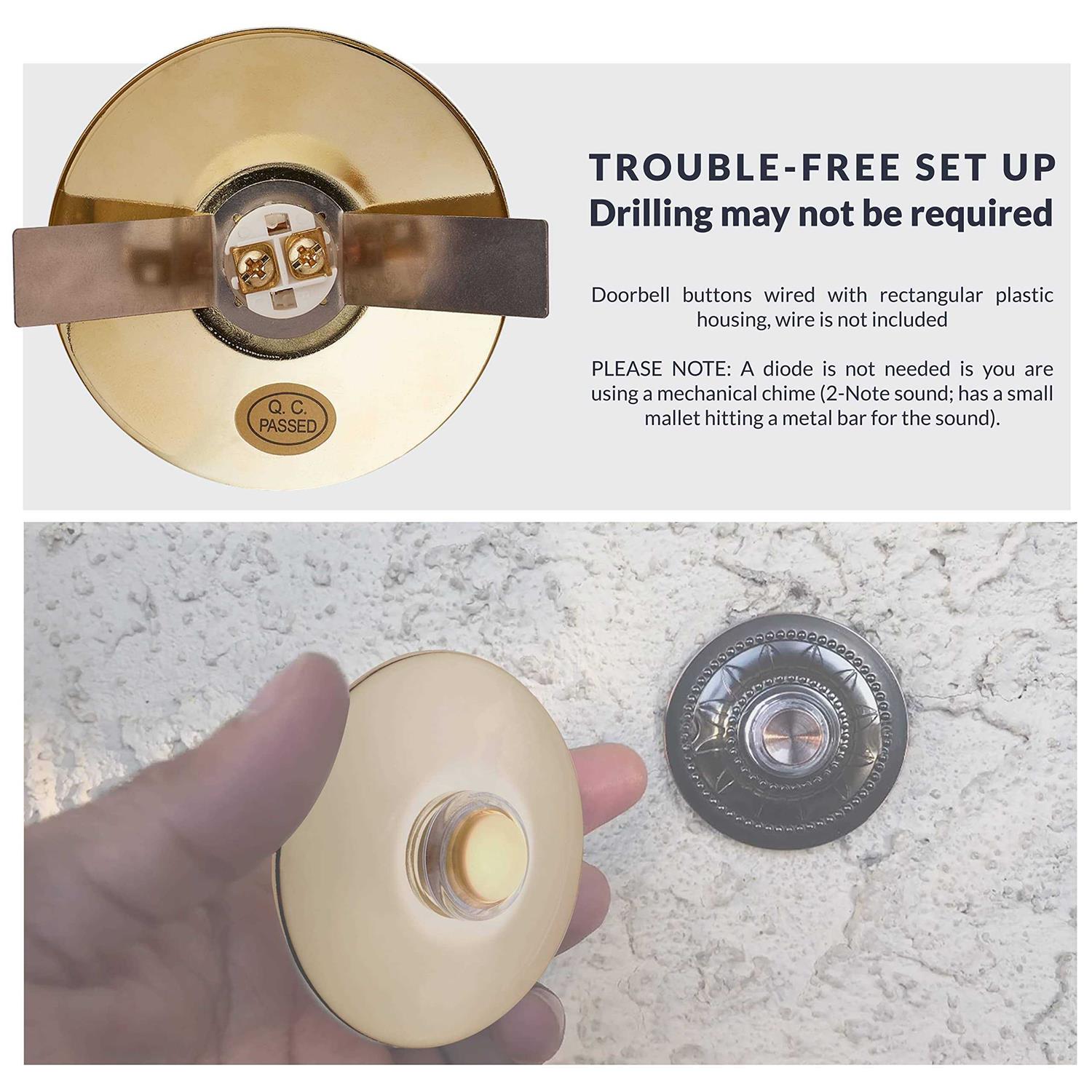 Newhouse Hardware CKIT1 Two Note Electric Door Bell Chime Kit w/ 1 - Inhomebuy