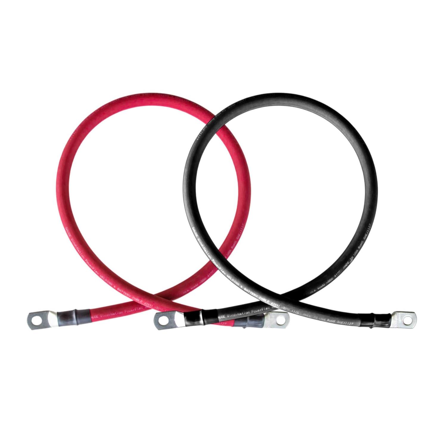 Windy Nation AWG Gauge Red + Black Pure Copper Battery Inverter Cables Solar - Inhomebuy
