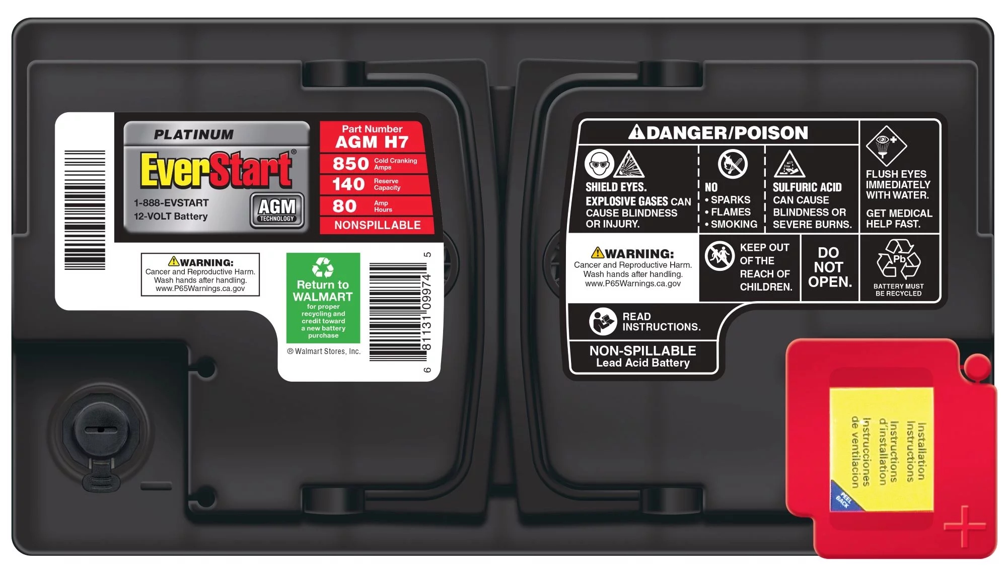 EverStart Platinum BOXED AGM Automotive Battery, Group Size H7 12 Volt, 850 CCA - Inhomebuy