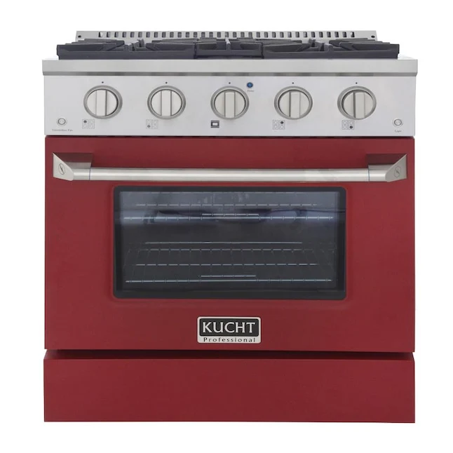 Kucht Professional 30 in. 4.2 cu ft. Natural Gas Range with Red Door and Silver Knobs, KNG301-R - Inhomebuy