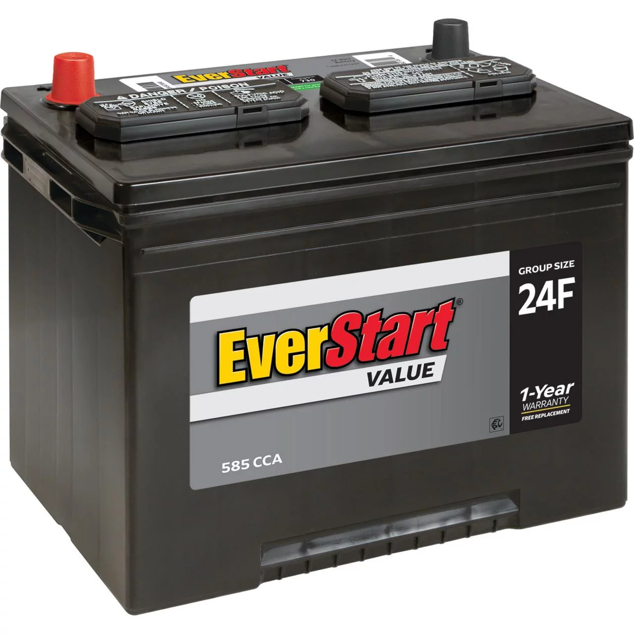 EverStart Value Lead Acid Automotive Battery, Group Size 24F 12 Volt, 585 CCA - Inhomebuy