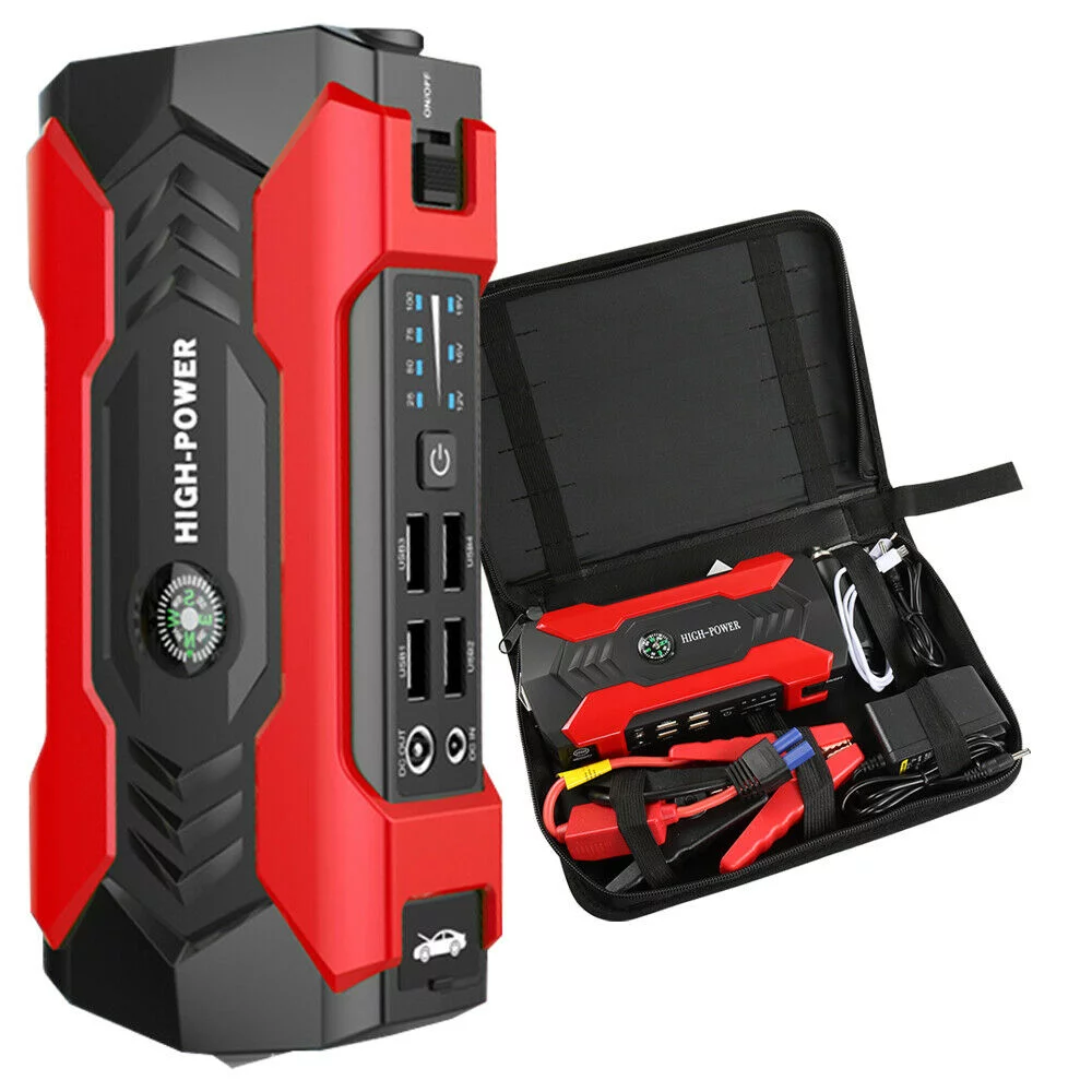 FIEWESEY Portable 12V Car Jump Starter Portable USB Power Bank Battery Booster Clamp 600A (Green) - Inhomebuy