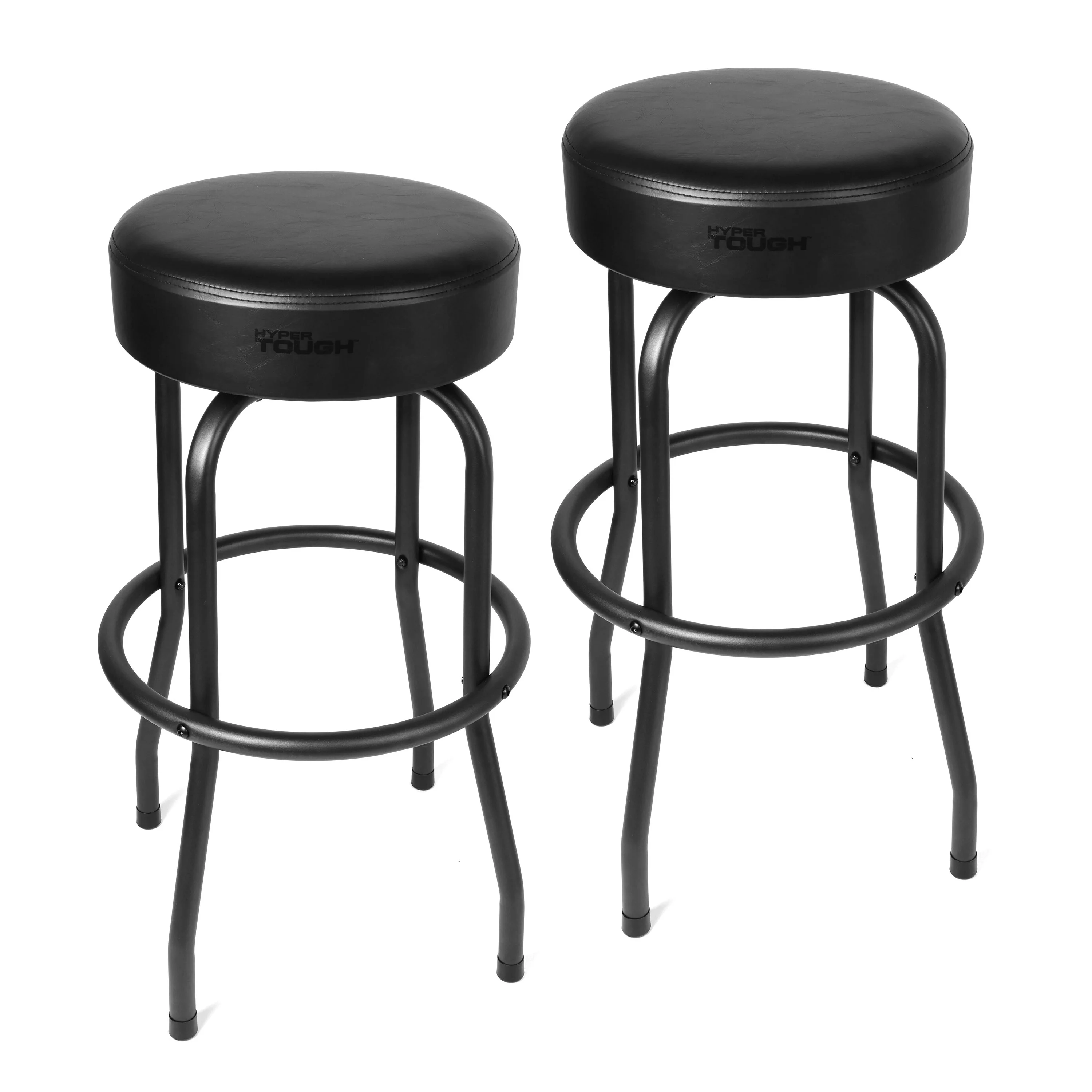 Hyper Tough 3-Piece Shop Table & Stool Set, Bar Height, Pub Table, Workbench, Steel, Black - Inhomebuy