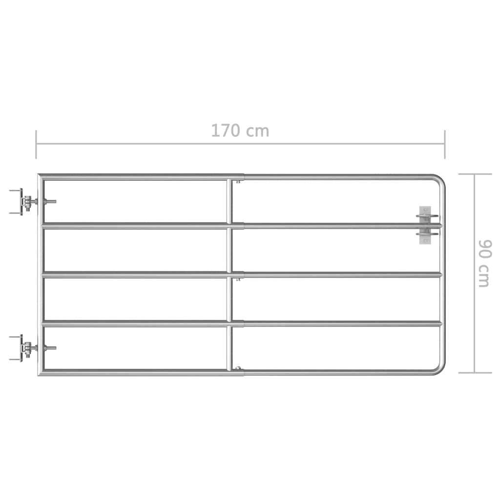vidaXL 5 Bar Field Gate Steelx35.4 Silver - Inhomebuy