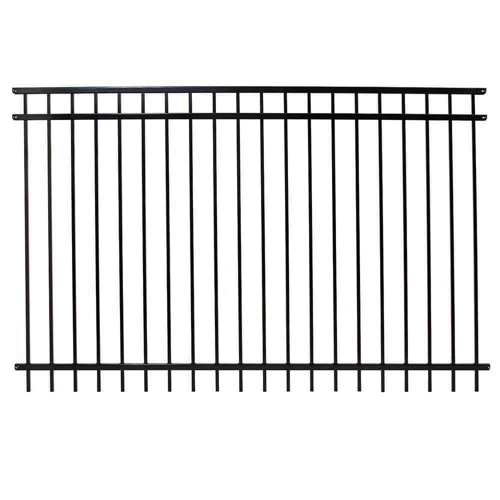 Fortress Versai H x 7.5 ft. W Gloss Black Steel Flat Top Design Fence Panel - Inhomebuy