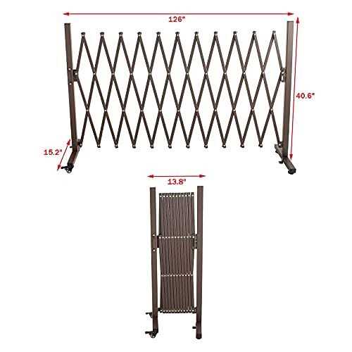 TECSPACE Aluminum Expandable Garden Fence Portable Barricade Gate with Casters - Inhomebuy