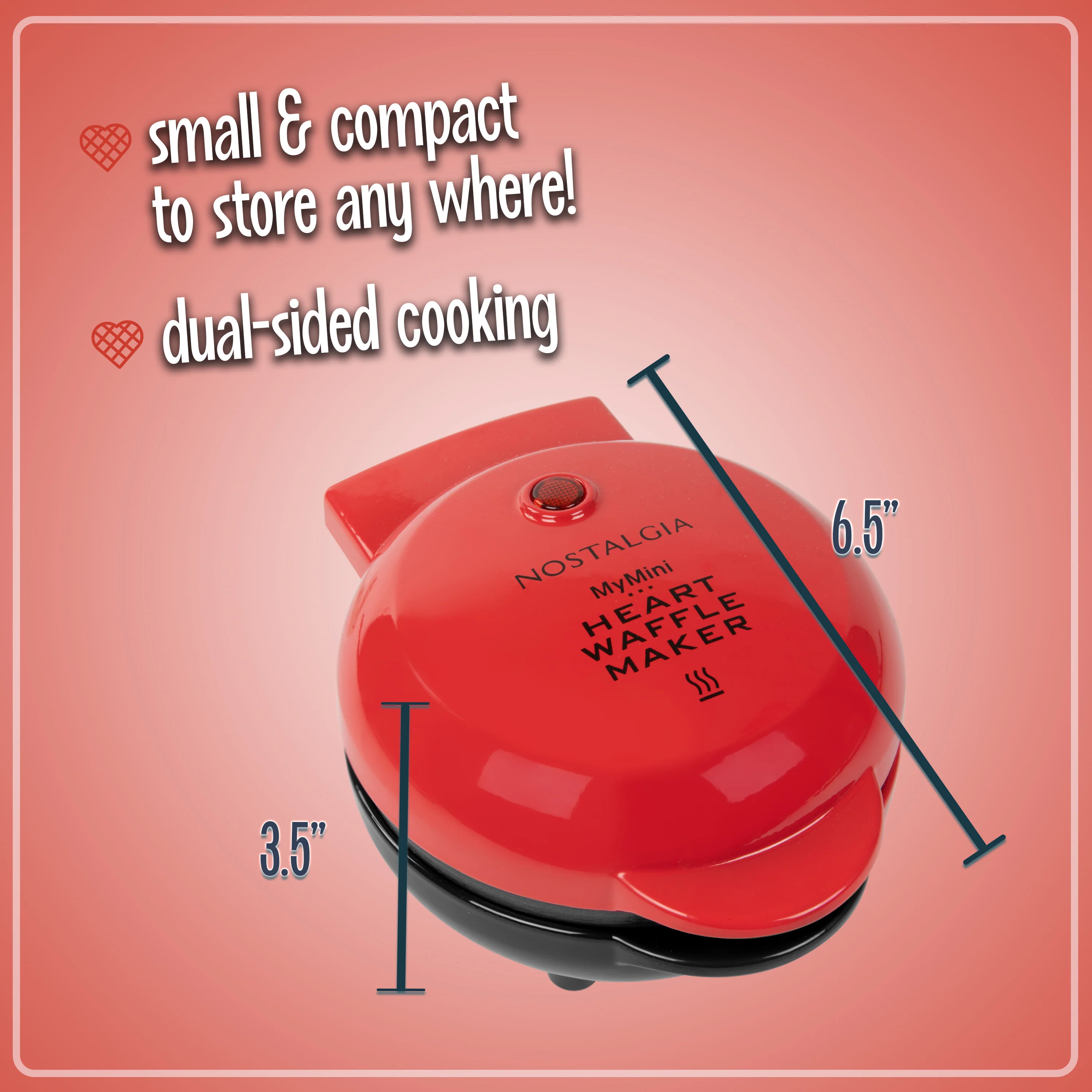 MyMini Personal Electric Heart Waffle Maker - Inhomebuy