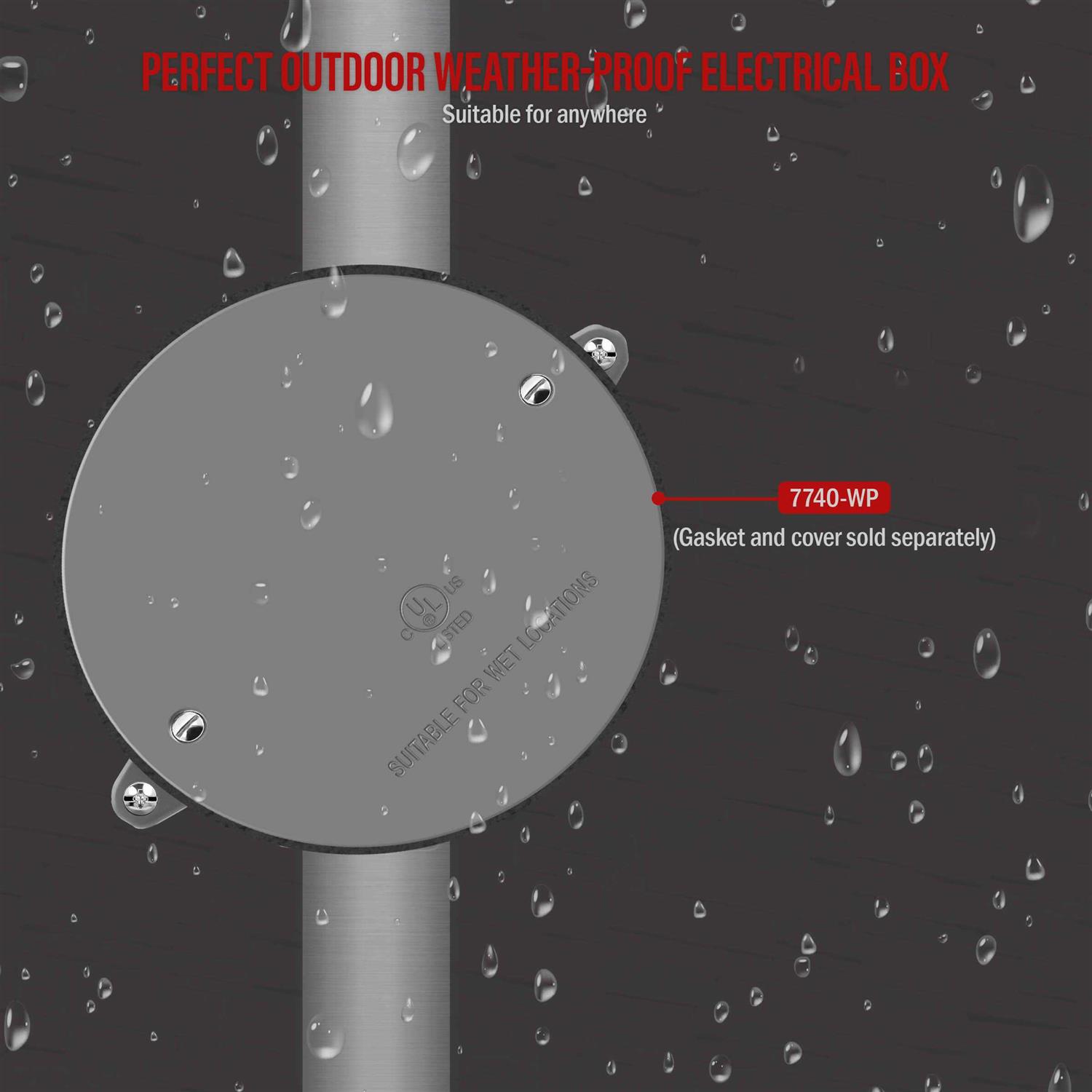 Enerlites 4” Diameter Round Weatherproof Outlet Box with Five 1/2-in Threaded Outlets - Inhomebuy