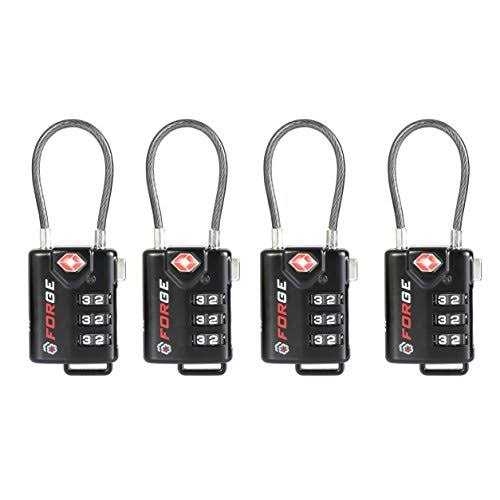 Forge Red 4 Pack TSA Approved Luggage Locks Ultra-Secure Dimple Key Travel Locks with Zinc Alloy Body - Inhomebuy