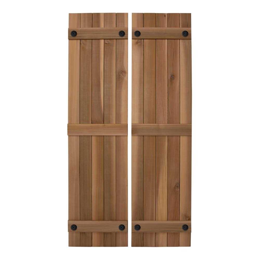 Design Craft Millworks Porter 15 in. x Cedar Board and Batten Shutters Pair - Inhomebuy