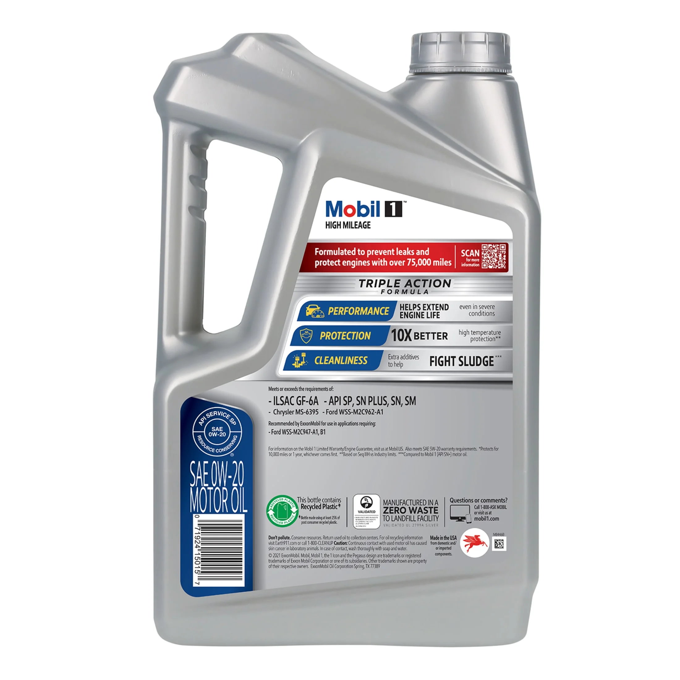 Mobil 1 High Mileage Full Synthetic Motor Oil 0W-20, 5 Quart - Inhomebuy