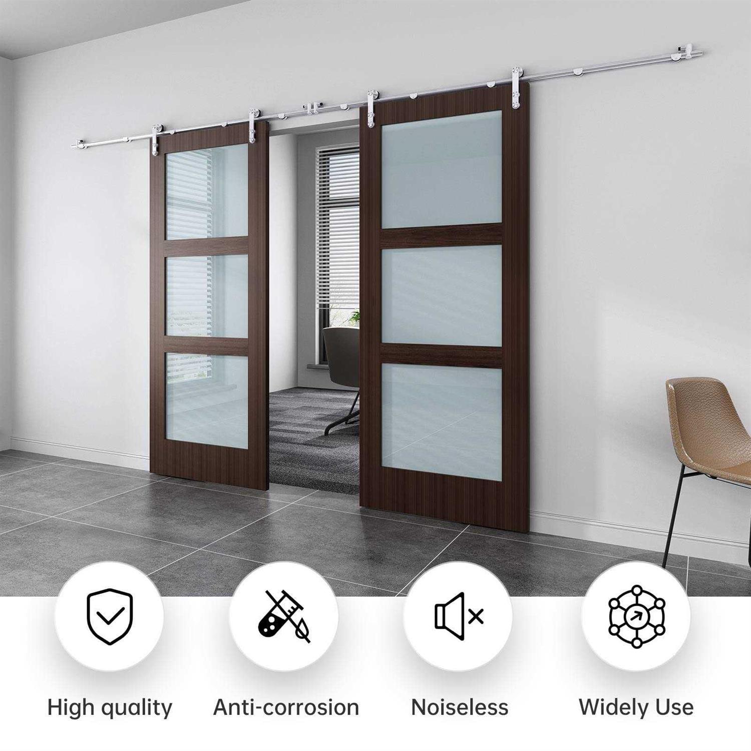 EaseLife Heavy Duty Sliding Barn Door Hardware Track Kit,Straight Pulley,Slide Smoothly Quietly,Easy Install - Inhomebuy