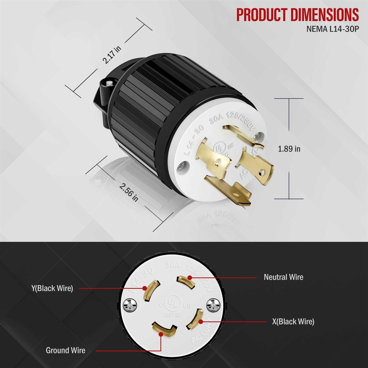 Enerlites 66421-BK Industrial Grade Locking Plug - Inhomebuy