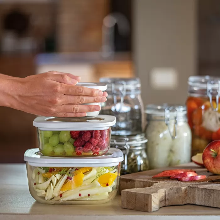 Store & More Leak-Proof Glass Fridge/ Freezer/ Microwave Container (S) White - Inhomebuy