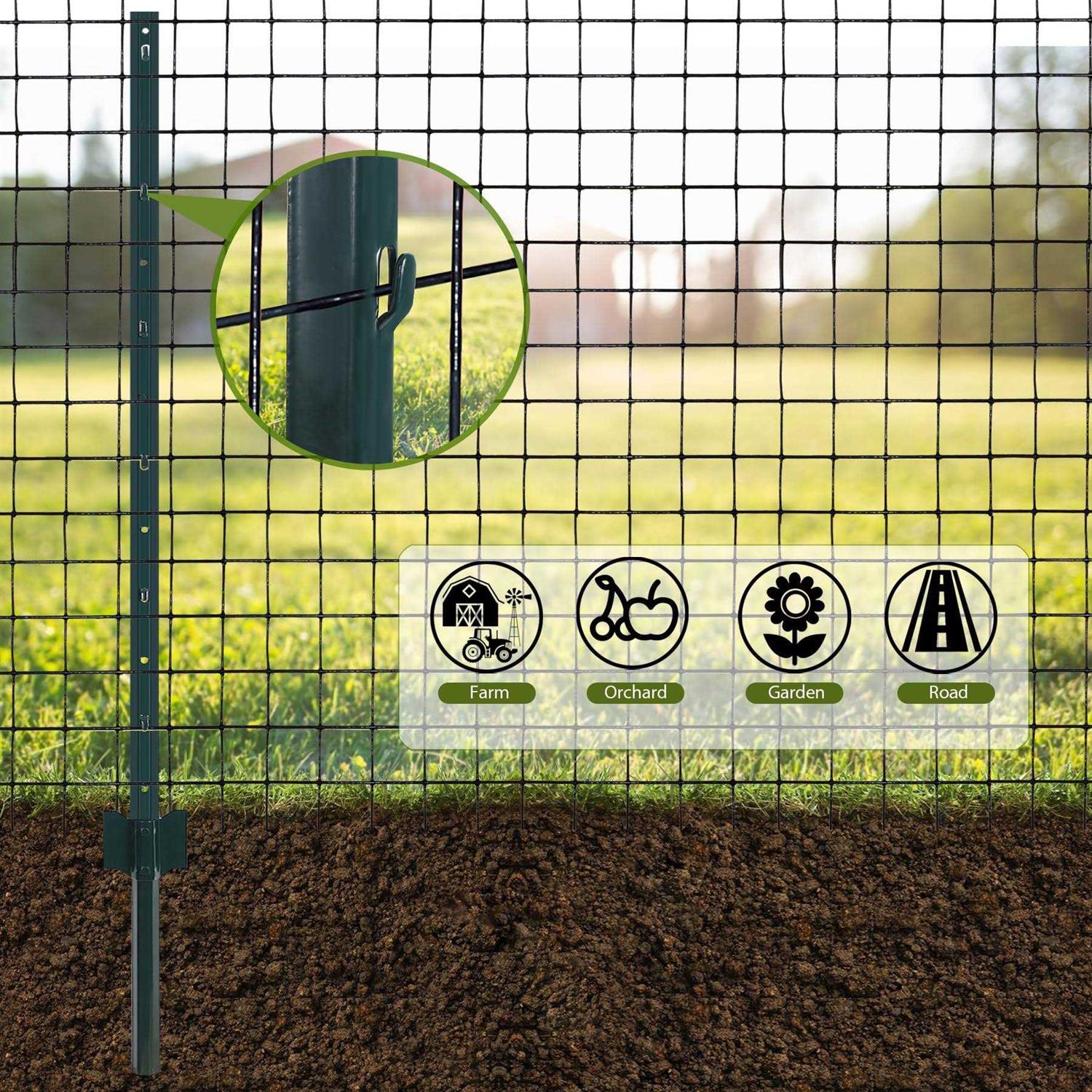 Toriexon 10 Packs Fence Posts Heavy Duty Metal Fence Post with U-channel - Inhomebuy