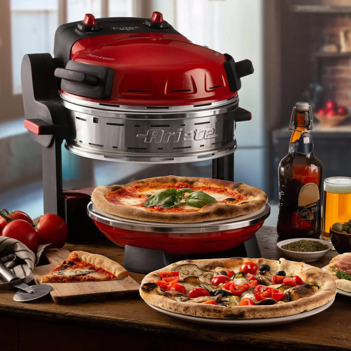 Pizza Oven for Homemade Pizza Red - Inhomebuy