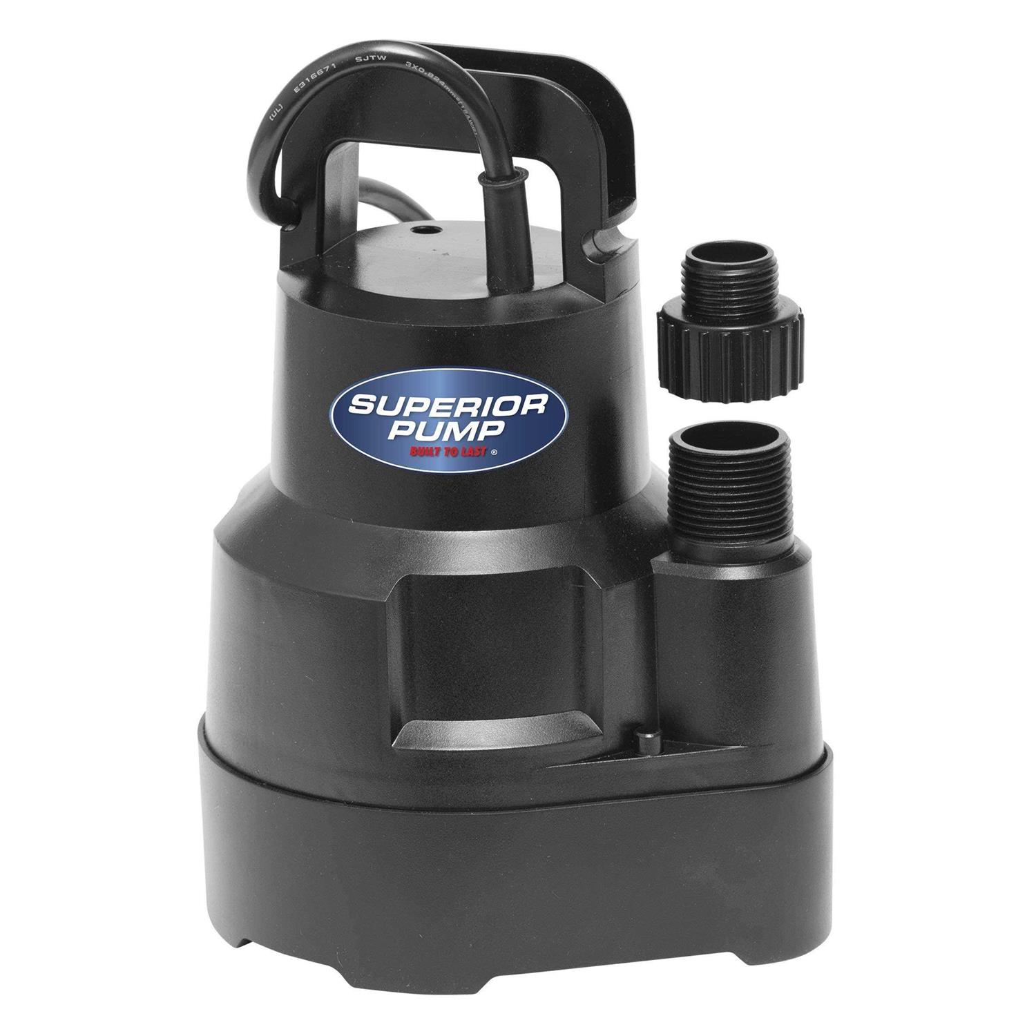Superior Pump 1/3 HP Submersible Thermoplastic Utility Pump 91330 - Inhomebuy