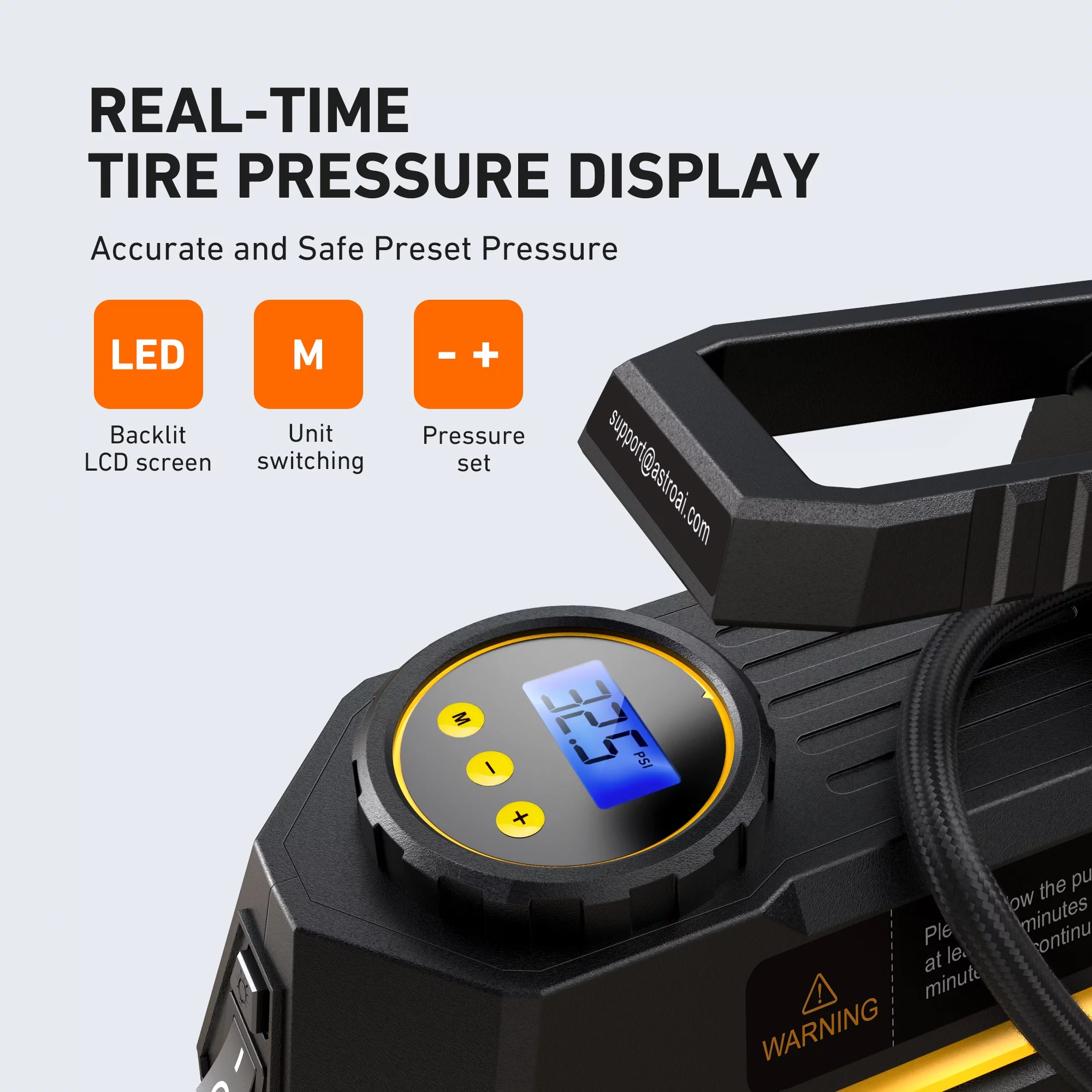 Car Tire Inflator 100 PSI, Electric Tire Compressor, Inflatables Air Car Pump, Yellow - Inhomebuy